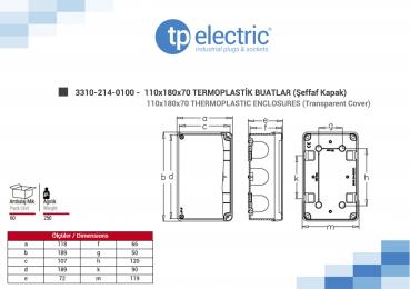 Preview: Installationsgehäuse IP67 (110x180x70mm) - mit Transparentdeckel